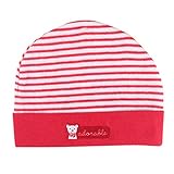 冬のかわいいベビーコットンニット帽子、赤ちゃん男の子と女の子（6?12ヶ月）、レッドホワイトストライプ