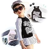 (ハニーブロッサム) HONEY BLOSSOM ベビー & ガールズ 【 ロゴＴ × スカート キッズ ラッシュガード セット 】 セパレート 型 女の子 赤ちゃん ベビースイミング 水着 80 -