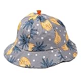 【ノーブランド品】ベビー パイナップル柄つば広ハット あごゴム付き 帽子45-48cm Gray