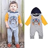 杜屋トヤ　新生児服　ベビーロンパース　かわいいワンちゃんプリント長袖カバーオール　フード付き　ルームウェア　赤ちゃん　プレゼント　0-18M