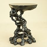 いよじ園 黒檀 天然彫高卓 小品~貴風サイズ [未使用] （盆栽卓 飾卓 花台）