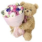 花 誕生日 フラワーギフト くまのぬいぐるみ付き花束 (トルコキキョウ)
