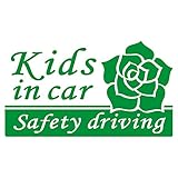imoninn KIDS in car ステッカー　【シンプル版】　No.40　バラ　（緑色）