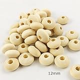 Mamimami Home 天然木製 12MM 算盤ビーズ 噛がため玩具 がらがら ペンダント DIY アクセサリー 100個 「FDA認可済」「 BPAフリー」