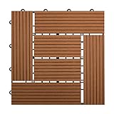 【HY】 ウッドデッキ 人工木　樹脂　ウッドパネル ウッドタイル　27枚入り 厚さ22mm　全6色　３タイプ　ジョイントタイル　デッキ　　腐りにくい　ガーデン　ベランダ庭　玄関 (Bタイプ_27枚, 