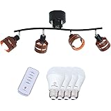 BEAULIGHT 【Naoku】 照明器具 天井 おしゃれ 4灯シーリングライト 北欧 スポットライト リモコン LED電球付き 8畳 ダイニング リビング照明 ペンダントライト ブラウン