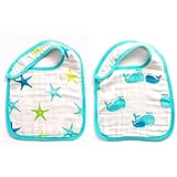 LAT(リー·アンド·タウン)エプロン（よだれかけ）　ベビー コットンモスリン スナップビブ　 Baby pre-washed cotton muslin nibble　コットン100％　2枚セット 