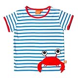 スウェーデンブランド　LIP FISH (リップ　フィッシュ）オーガニック半袖Ｔシャツ　カニ　（ブルーホワイト）