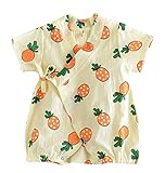 nico+(ニコプラス) ロンパース 甚平 風 果物 デザイン ベビー 服 ベージュ 80cm