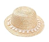 ベビーガールハットサマービーチサンハット麦わら帽子3-8歳、白