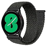 コンパチブル Samsung Galaxy Watch 6/5/4 バンド 40mm 44mm/6 Classic 43mm 47mm/Galaxyウォッチ 5 Pro 45mm/4 Classic 42mm 46mm/3 41mm/Active 2 コンパチブル Amazfit GTS 2/3/4、 20mm 編み込みソロループスポーツストラップ ブレスレット、ブラックユニティ
