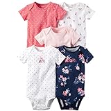 カーターズ Carter's 女の子用ピンクふくろうLOVE半袖ボディスーツ5枚セット (newborn(-55cm)) [並行輸入品]