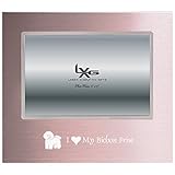 4 x 6 Brushed Metal画像frame-i Love My Bichon frise-pink