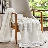 Bedsure 50%コットン50%竹ブランケット ワッフル織りのブランケット ソファ/ベッド用 ソフトで軽量ブランケット オールシーズン対応 ツインフル/クイーンキングサイズ ホワイト/グレー King(104x90'') ホワイト