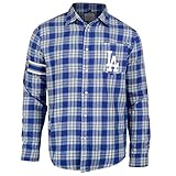 Los Angeles Dodgers Wordmark基本的なフランネルシャツ L ブルー