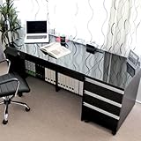 【予約販売6月下旬入荷予定】 パソコンデスク 書斎机 鏡面　120cm幅 大型3段チェスト セット ブラック SAV011