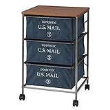 マルチ収納チェスト/収納ワゴン 【3段 ネイビー】 幅43cm キャスター付き スチール 『USメール』 MIP-373NV