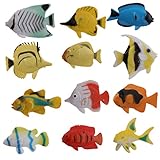 12カラフルなプラスチックTropical Fish Sea動物モデル子供パーティーおもちゃクリスマスギフト