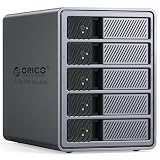 ORICO HDDケース 5台 40Gbps出力 ハブ拡張機能付き 3.5インチ HDD ケース デイジーフェイス機能付き 最大330TB USB C+DPシングル8K/デュアル4K Thunderbolt 3/4インターフェース搭載PCのみ対応 冷却ファン搭載 150Ｗ内蔵式電源 アルミ製 HDD 外付けケース HDDなし 9858T3