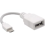 オーディオファン OTGケーブル USB-A - microUSB 約10cm ホスト変換アダプター ホワイト