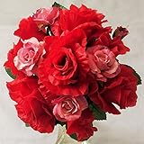 トス用ブーケ〔アートフラワー（造花）〕レッドローズ＆モーヴ　ウエディングブーケ