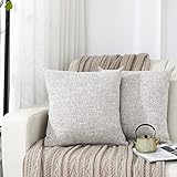 Silky Bunny クッションカバー 60 x 60cm 北欧 おしゃれ ソファ背当て リネンの質感 座布団カバ ー 無地 隠しジッパー装飾枕カバ ー アイボリー 2枚セット