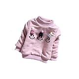 PANCY 子供服 秋冬 上質 防寒 長袖セーター ニット 丸首 厚手 かわいい 裏起毛 毛玉 笑顔柄 女の子 2色(l,ピンク)