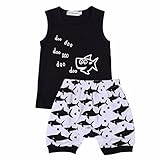 iEFiEL Babys Doo Doo Fishes綿ノースリーブTシャツトップスショートパンツ付き服装 US サイズ: 12-18 Months カラー: ブラック