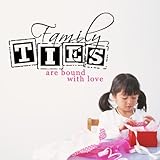 Pop Decors WL-0172-Va Inspirational Quote Wall Decal Family Ties are Bound with Love [並行輸入品]
