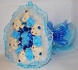 花束 ベア クマ 熊 ブーケ 造花 ぬいぐるみ 出産 祝い 誕生日 結婚 記念日 プロポーズ ギフト (ブルー)