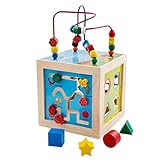 [ドリーマー]　5イン1ボックス！　ビーズコースター　形合わせ　時計付き　そろばん　ビー玉　ルーピング　型はめ　カラフル　木製　おもちゃ　　立体パズル