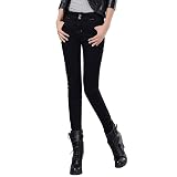 [Teddy] スキニーデニム レディース スキニーパンツ 裏起毛 ジーンズ ストレッチ ロング丈 ハイウエスト 秋冬 pants234 黒 (ブラック, 28(Lサイズ))