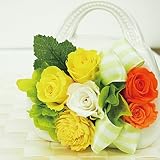 本物のプリザ プリザーブドフラワー かご SIK-03 (黄色)