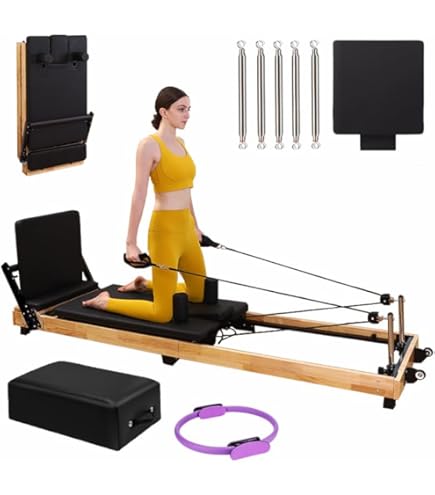 ピラティスリフォーマー ライトイエロー Amazon.co.jp: Li Fitness ピラティス リフォーマーマシン、オーク