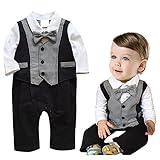 Cuteshower ベビー 子供服 新生児 フォーマルロンパース 男の子 (70サイズ （0-6ヶ月）, ブラック)