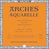 アルシュ 水彩紙 ブロック 300g 荒目20X20cm 20枚 (1795084) ナチュラルホワイト