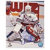 NHLジョンVanbiesbrouck RangersホワイトJersey Autographed 8-by-10-inch写真