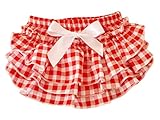(ビグッド)Bigood ベビートレーニングパンツ 女の子 赤ちゃん トレパン フリル パンツ 女児 ブルマ フリフリ ショートパンツ 肌着 記念写真 出産祝い リボン チェック柄 赤 L