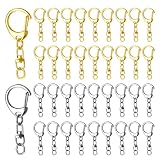 HappyHome ナスカン キーホルダー金具 50個セット 回転カン付き 全長44mm 接続金具 DIY ハンドメイド パーツ アクセサリー 留め具 亜鉛合金製 (ゴールド25個,シルバー25個)