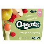 Organix Pear, Apple & Raspberry 4+ Months Stage 1 4 x 100g (Pack of 2) - Organix梨、りんご＆ラズベリー4+ヶ月のステージ