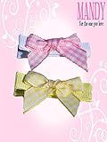 マンディ ベビー ヘアクリップ 2個セット gingham Bows Pink and Yellow