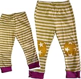 【韓国子供服】【130cm】【140cm】星柄 膝当て付 ボーダー レギンス／BISKET(ビスケット) (130(140/11))