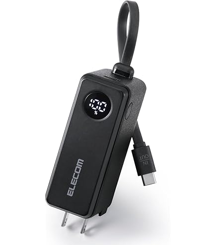 Amazon | エレコム モバイルバッテリー 5000mAh AC時30W 20W