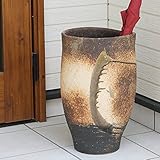 信楽焼 おしゃれ な 傘立て【黒ビードロ流し kt-0015】かさたて 陶器 焼き物 傘立 オシャレ アンブレラスタンド 収納 スリム 和風 洋風 玄関 インテリア 壷 ギフト プレゼント