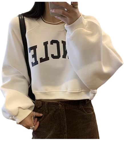 juemi ショート丈トップス　スウェット　ジュエミ Amazon.co.jp: Juemi スウェット ホワイト ショート丈 トップス