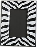 Black and White Zebra Print Picture Frame / 9.25in by 7.25in Desk Top Wood Photo Frame that fits a 4