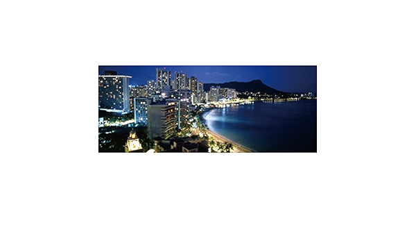 入荷中 お風呂ポスター ワイキキビーチの夜景 パノラマ 105 42cm 長期固定タイプ 吸着素材 その他