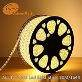 SuperonlineMall AC 110-120V Flexible Waterproof LED Strip Lights 50m/164ft - Warm White [並行輸入品]