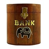 装飾木製貯金箱コインStillストレージコンテナお金ボックステーブル装飾 ブラウン