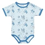 デンマークの子供服ブランドＦＩＸＯＮＩ バイキングの 半袖 総柄 ブルー ボディスーツ 綿１００％ 74ｃｍ